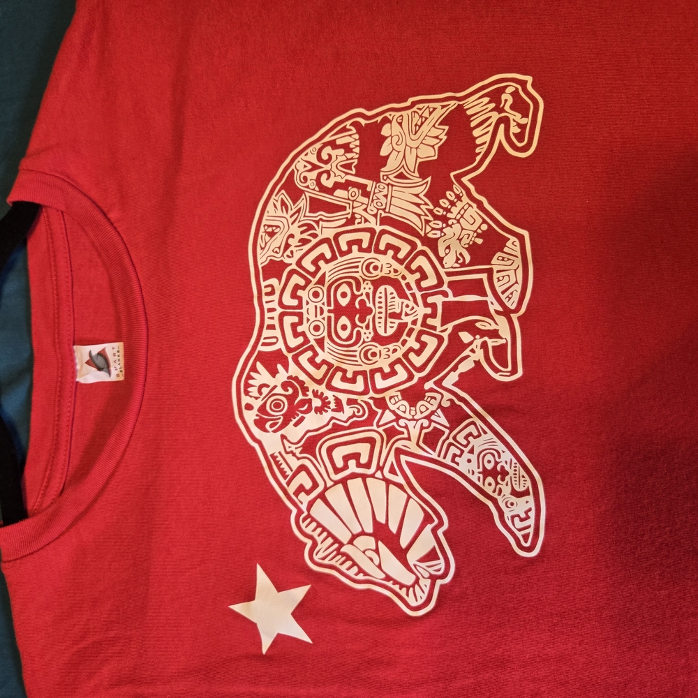 Red Graphic T-Shirt with Bear Design